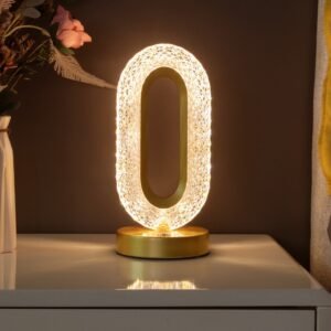 Touch-Sensitive Crystal LED Table Lamp with 700mA Battery, Iron Crafts Acrylic Material, Modern Bedside Nightstand Desk Light for Bedroom and Living Room, Elegant Design with Refractive Light Play