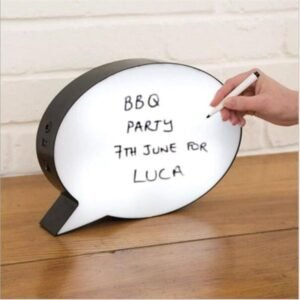 DIY Speech Bubble LED Lightbox Night Light with Rewritable Whiteboard, Stencil, Dry Wipe Pen, USB Port Powered, Freestanding and Wall-Mountable, Low Voltage Soft White LED Bulb, Requires 6 x AA Batteries