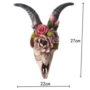 Simulated flower sheep head wall hanging ornament resin